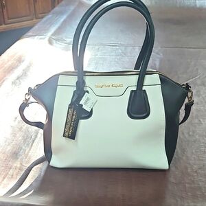 New W/Tags Black & White Christian Siriano Hobo Crossbody Bag Purse 17X11